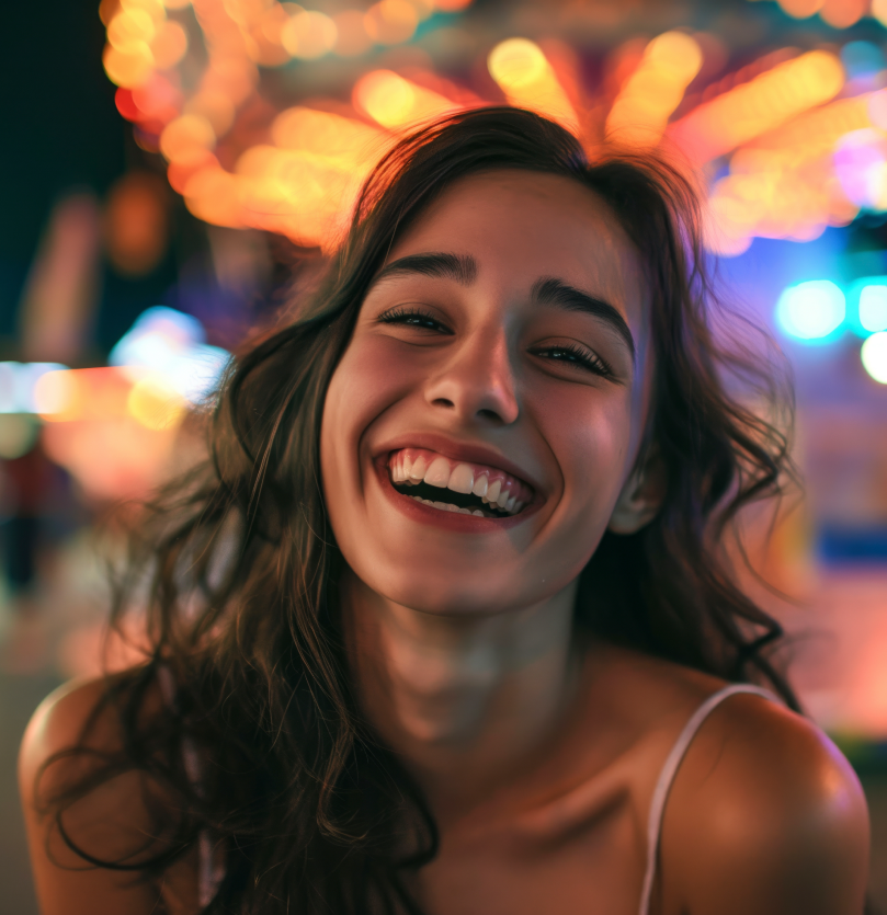 Imagem de uma mulher sorrindo